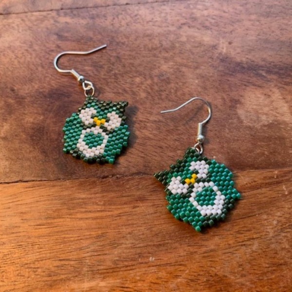 Owl Green Earring 1