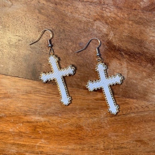 Cross White Earring 1