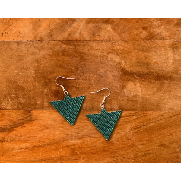 Triangle Green Earring 2