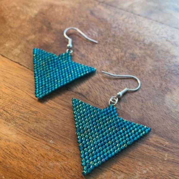 Triangle Green Earring 1