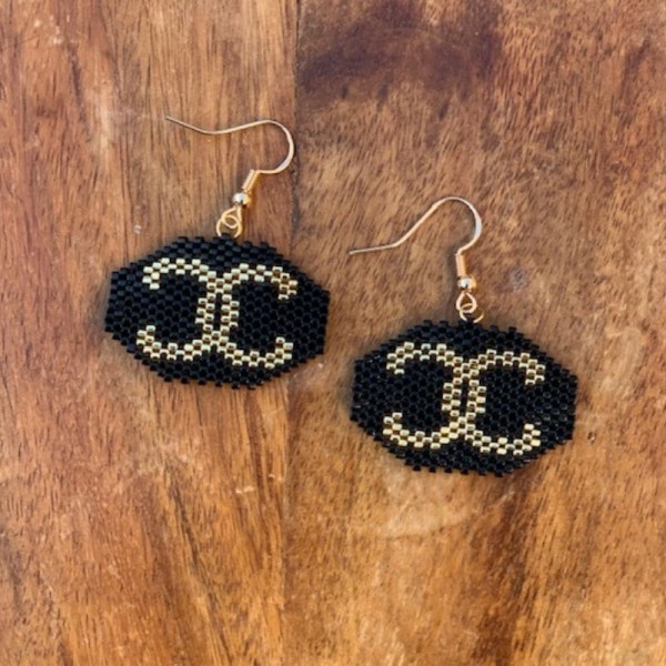 Shiny Black-Gold Earring 1