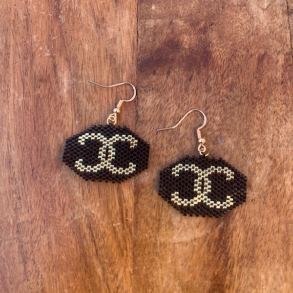 Shiny Black-Gold Earring 2