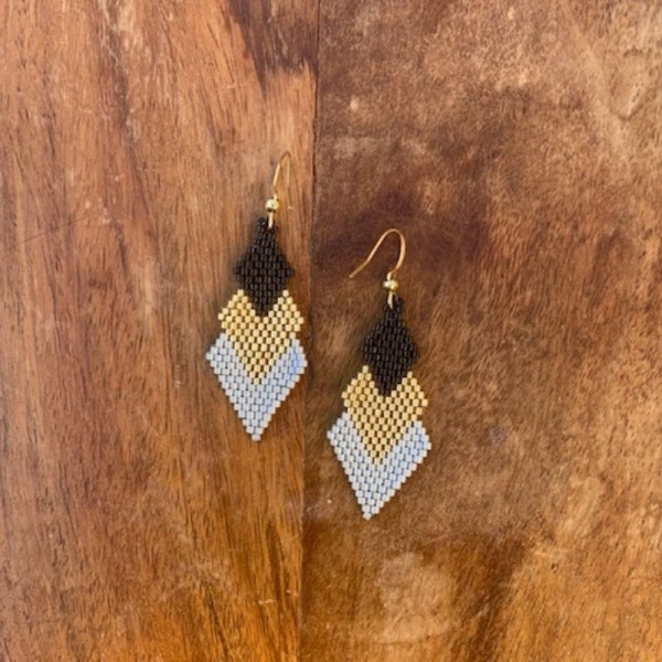 Gold-Black-Grey Earring 1