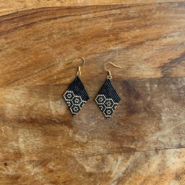 Gold-Black Miyuki Earring 2