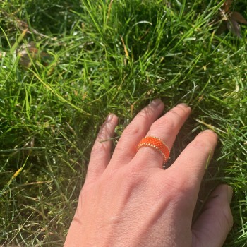 Miyuki Beads Ring Orange and Gold